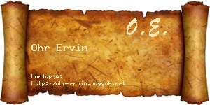 Ohr Ervin névjegykártya